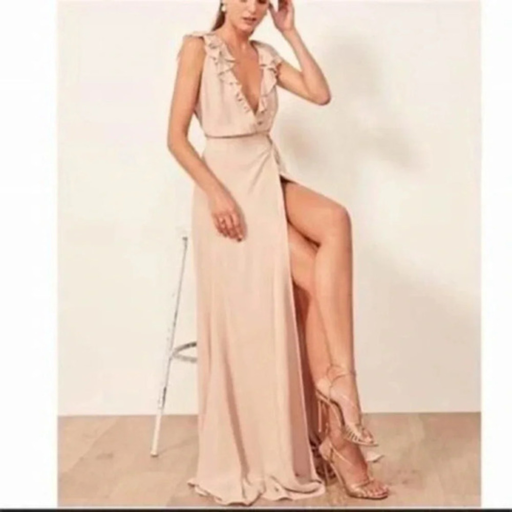 Reformation Ruffled Crepe Maxi Dress B814